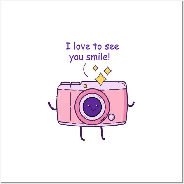 i love to see your smile - camera Wall Art by zaiynabhw